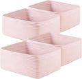 OIAHOMY 4 Pack 14.17 * 11.02 * 6.3IN Storage Baskets for Organizing Shelves, Woven Rope Baskets for Organizing Books, Clothes, Decorative Basket for Living Room, Nursery, Bedroom, Gift Basket, Pink