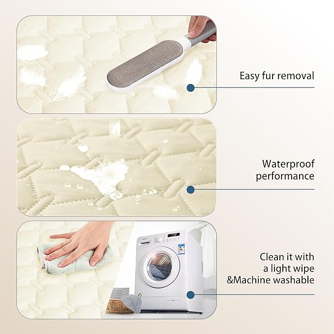 gogobunny 100% Double-Sided Waterproof Dog Bed Cover Pet Blanket Sofa Couch Furniture Protector for Puppy Large Dog Cat, Reversible (82x102 Inch (Pack of 1), Dark Cream/Light Cream)
