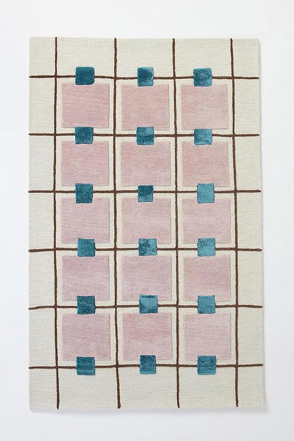 Greer Wool Area Rug - Chic Hand-Tufted Mauve, Blue, and Beige Design for Stylish Home Decor (8x12 Ft)