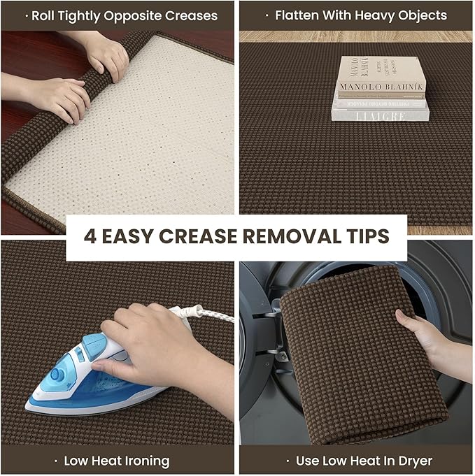 IOHOUZE Washable Runner Rug 2x7 Non Slip Runners for Hallways Entryway Runner Indoor, Kitchen Rugs Woven Cotton Floor Carpet for Kitchen Hall Entrance Bedroom, Brown