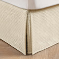 MIYE Pleated Waffle Weave Bed Skirt, Tailored Dust Ruffle 16 Inch Drop Easy Fit, Machine Washable,No Split Corners(Light Beige, Cal King - 16" Drop)