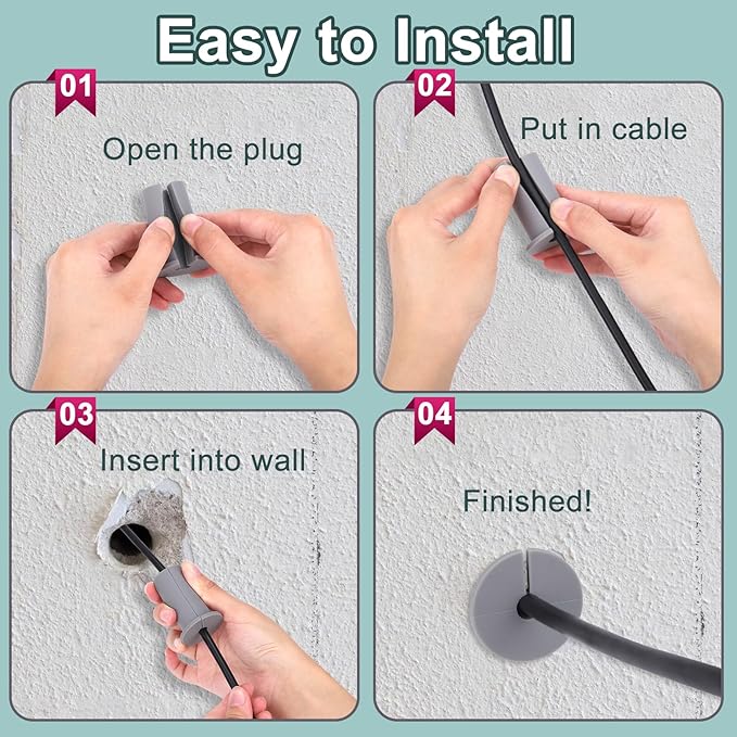 Mity rain 2PCS Wall Grommets for Starlink Cable, Accessories Compatible with Starlink Mount for Streaming Organizing Protecting Cords, Feed-Through Bushings for 1 inch Hole Routing Kit