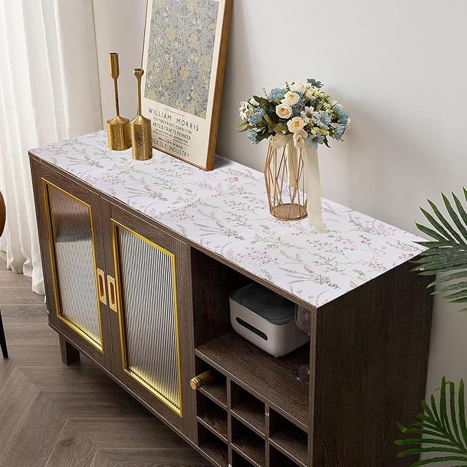 Floral Drawer and Shelf Liner for Cabinets 16IN x 10FT, Non-Adhesive and Strong Non-Slip Flower Shelf Cabinet Drawer Liners for Kitchen,Table,Bookshelves,Waterproof Cupboard Liner