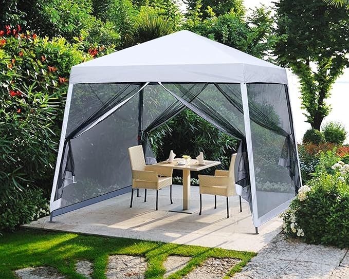 MASTERCANOPY Pop Up Gazebo Canopy with Mosquito Netting (11x11, White)