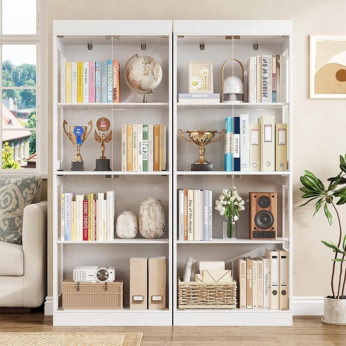 70.1" Display Cabinet with Glass Doors, 4-Tier Curio Cabinet