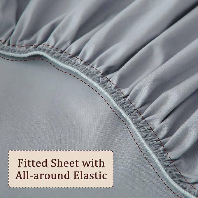 Fitted Sheet for Queen Air Mattress, with 18-24 Inch Extra Deep Pocket, Soft Breathable Bed Sheet Bottom Mattress Cover for Inflatable Air Bed, Grey