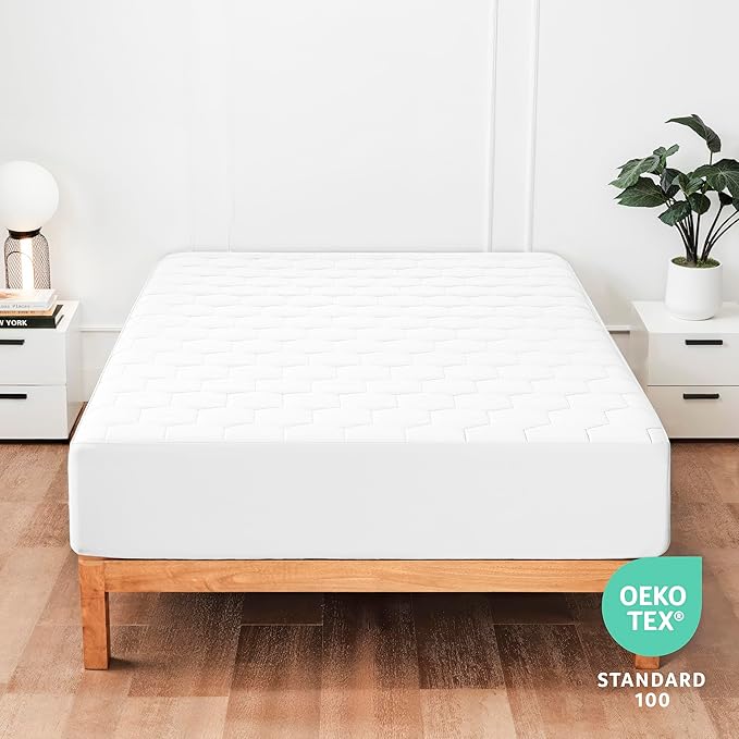 Hearth & Harbor 12 Pack Queen Size Quilted Fitted Mattress Pad Cover, 100% Waterproof Mattress Protectors, Deep Pocket Fitted Mattress Cover 8" - 21" (60" x 80", White)