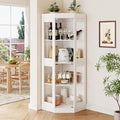 70''H Tall Corner Cabinet with Glass Doors, Farmhouse Storage Cabinet with 4