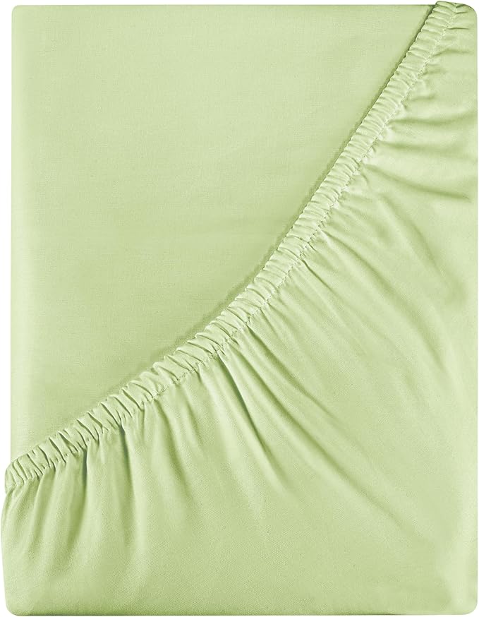 Royale Linens 400 Thread Count 100% American Grown Cotton Fitted Sheet Full Size - All Around Elastic Fitted Sheet - Luxury Sateen Weave - Snug Fit Bottom Sheet Fit Up to 16" (Full, Florentine Sage)