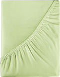 Royale Linens 400 Thread Count 100% American Grown Cotton Fitted Sheet Full Size - All Around Elastic Fitted Sheet - Luxury Sateen Weave - Snug Fit Bottom Sheet Fit Up to 16" (Full, Florentine Sage)