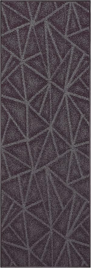 Furnish my Place Geometrical Pattern Indoor/Outdoor Refine Purple Rug, Abstract Area Rug, Runner Rug, Hallway Entry Carpet, Contemporary Rug for Living Room, Dining Room, Made in USA - 4' x 12'