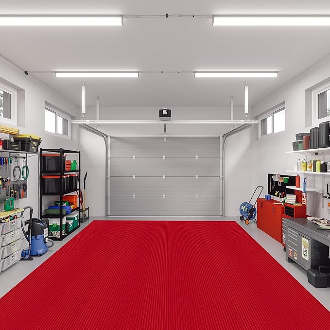 Ottomanson 6'6" x 37' Hallway Runner with Scraper Pile Extra Durable Non-Slip Rug Mat for Indoor & Outdoor Use - Ideal for Kitchen, Entryway, Patio & Garage - High-Traffic Carpet, Red