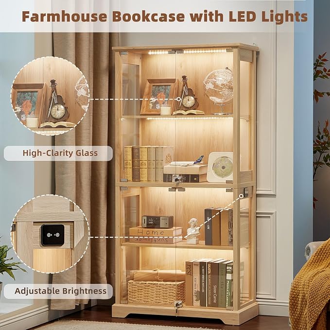LELELINKY Farmhouse Display Cabinet Set of 2