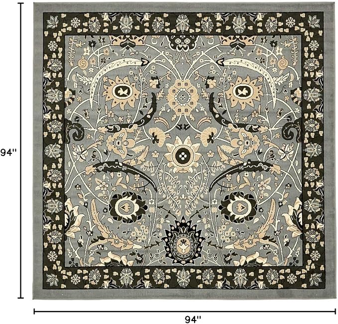 Unique Loom Espahan Collection Area Rug - Cape Cod (7' 10" Square, Dark Gray/ Black)