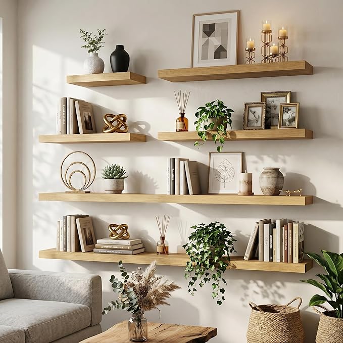 FLYJOE Floating Shelves for Wall, 55 Inch Floating Shelves Set of 2, Kitchen