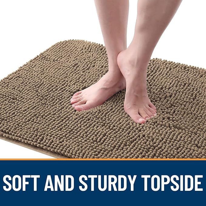 OLANLY Dog Door Mat for Muddy Paws 59x24, Absorbs Moisture and Dirt, Absorbent Non-Slip Washable Doormat, Quick Dry Chenille Mud Mat for Dogs, Entry Indoor Entryway Carpet for Inside Floor, Tan