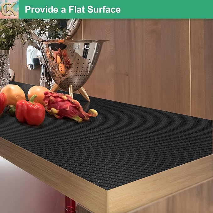 Self-Adhesive Shelf Liner Kitchen Liner, Waterproof Backed Paper Easy Peel and Stick Contact Liner Without Residue for Decor Your Desk Surface, Kitchen Countertops (Black, 11.8 x 59 inches)