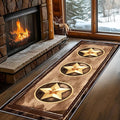 Gold Five-Point Star Runner Rug, 2x7ft Washable Hallway Badge Carpet, Corridor Accent Rugs, Stylish Decorative Runner for Home Hallway & Foyer, Vintage Style Non-Slip Mat