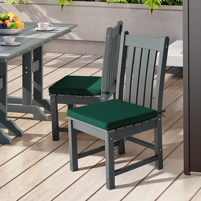 WestinTrends Solace Outdoor Patio Kitchen Dining Chair Square Seat Cushions Set of 4, 16 x 15, Green