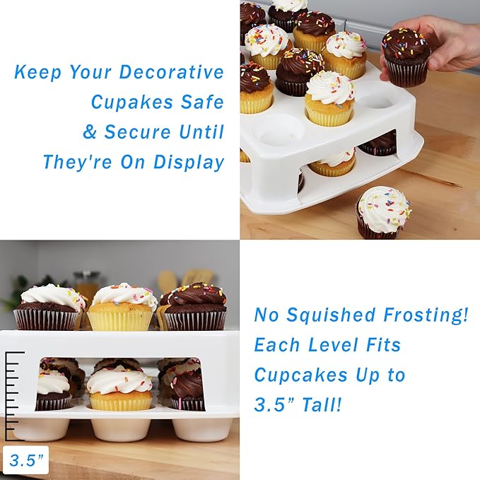 JOEY'Z EXTRA TALL Cupcake Carrier 24 Count, 24 Cupcake Holder with Lid
