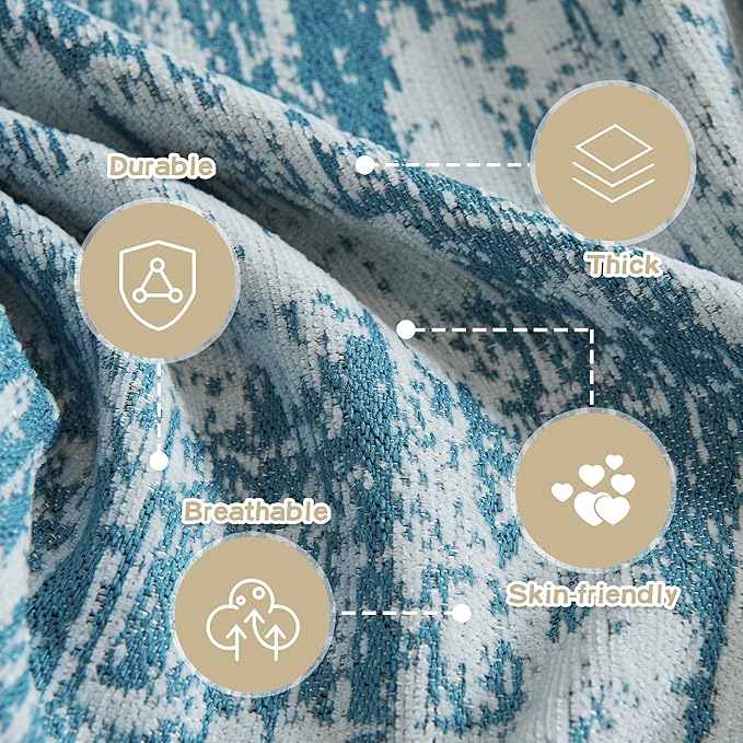 MEETSKY Couch Cover Boho Sofa Covers Couch Covers for 3 Cushion Couch Sofa Pet Friendly, Washable Abstract Geometric Sofa Slipcover for Sectional Sofa Cover with Tassel, 91" x 134", Blue