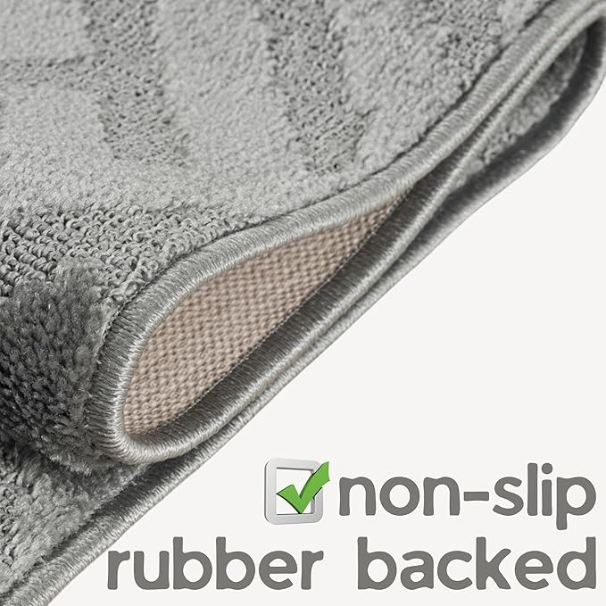 11ft Custom Hallway Rug - Deco Grey | Non-Slip Rubber Backed | Washable & Pet Friendly | Edge Bound