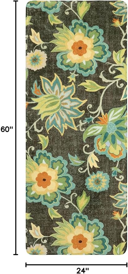 Lahome Floral Hallway Carpet - 2x5 Washable Non-Slip Low-Pile Kitchen Laundry Room Rug, Soft Paisley Print Modern Indoor Rug for Living Room Bathroom Entrance
