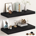 32Inch Black Floating Shelves for Wall, 12 Inch Deep Shelves for Bedroom