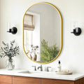TRAHOME Oval Bathroom Mirror, 24"x36" Gold Vanity Mirror for Over Sink, Bedroom, Living Room, Entryway, Modern Mounted Metal Frame Wall Mirror