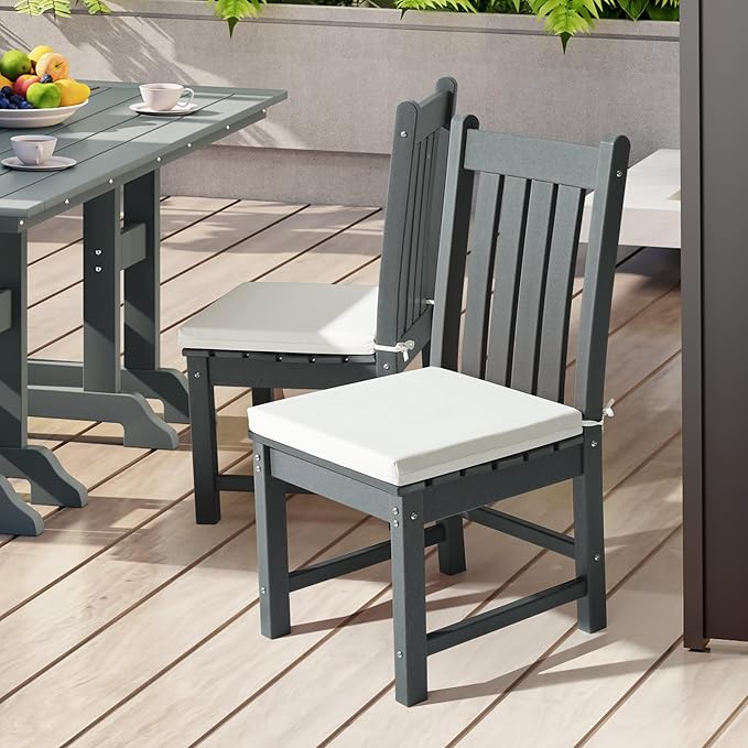WestinTrends Solace Outdoor Patio Kitchen Dining Chair Square Seat Cushions Set of 4, 18 x 18, White