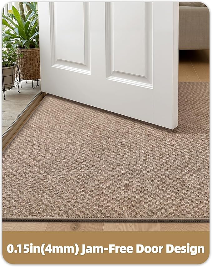 Color&Geometry Large Front Door Mat Indoor Entrance Non Slip Rubber Backed, 32"x48" Indoor Door Mats for Entryway, Dirt Trapper Double Doormat, Washable Front Door Rugs, Khaki (Rolled-up NO Creases)