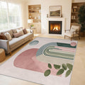 Mid Century Modern Rugs for Home Decor, 8x10 ft, Boho Abstract Geometry Area Rugs for Living Room, Soft Non Slip Washable Minimalist Arched Carpet Bedroom Decorations Dt-Ghf-19