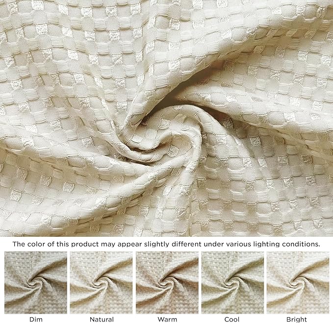 MIYE Pleated Waffle Weave Bed Skirt, Tailored Dust Ruffle 16 Inch Drop Easy Fit, Machine Washable,No Split Corners (Light Beige, Twin - 16" Drop)