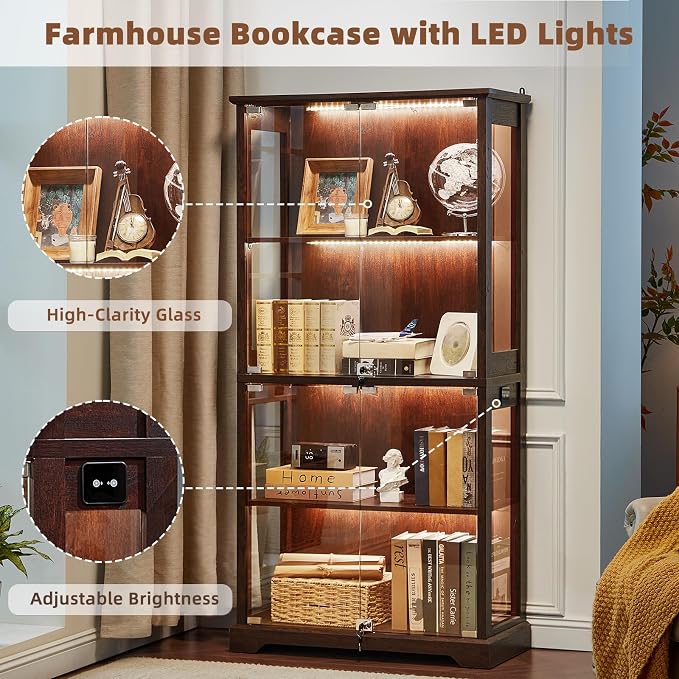 LELELINKY Farmhouse Display Cabinet Set of 2