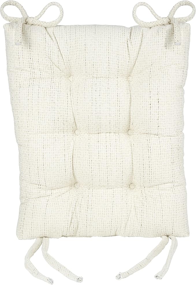 Klear Vu Omega Non-Slip Rocking Chair Cushion Set, Assembled in USA, Thick Padding & Tufted Design, Includes Seat Pad & Back Pillow with Ties, 17x17 Inches, 2-Piece Set, Tyson Birch