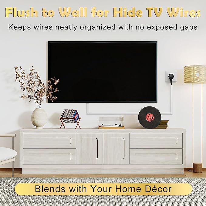 39in Cord Hider for Wall, Hide TV Wires, Self-Adhesive Silicone Cord Covers for Wires on Wall, White Cable Raceway Kit, Paintable Cable Hider Flush to Wall Design in Home Office, 0.7" W x 0.4" H