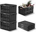 CleverMade Collapsible Storage Bins 46L (3-Pack) – Heavy Duty Collapsible Plastic Storage Bins, Stackable Folding Storage Bins for Car, Garage, Home Organization - Foldable Bins, Obsidian