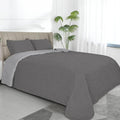 Easy-Going Twin Size Reversible Quilt Set with 1 Quilt and 1 Pillow Sham, Soft Bed Quilt Cover, Water Resistant Lightweight Microfiber Bedspread, Stain Resistant, Damask-Gray/Light Gray