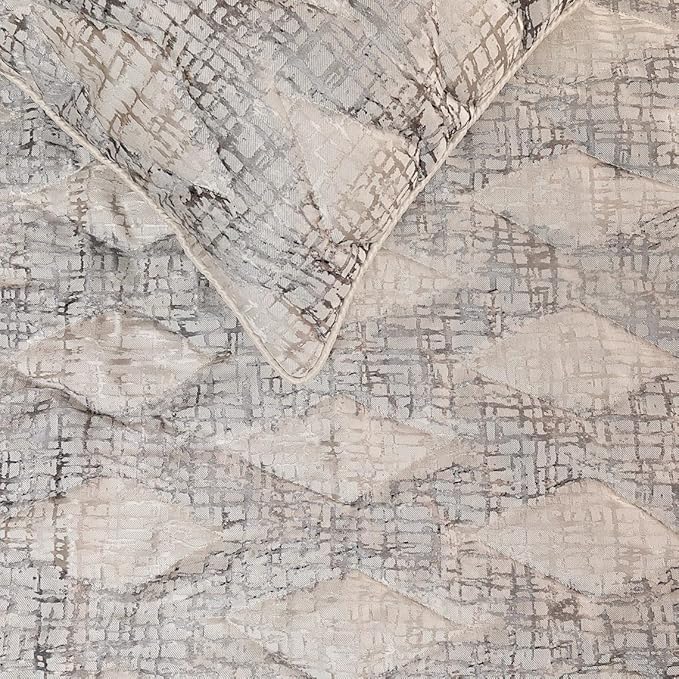 The HomeCentric King Queen Twin Grey Decorative Queen 74"x18" Bed Runner Without Pillow Cover, Quilted Bed Scarf on Jacquard Fabric - Graphitti Grey