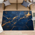 4x5 Abstract Marble Indoor Outdoor Rug - Dark-Blue-Marble Bedside Rug, Luxury Stone Pattern Washable Entry Way Rugs Kids Carpet for Inside House Playroom Living Room End Table Nursery
