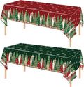 Christmas Tablecloth, 2 Pack Plastic Christmas Tablecloth Disposable for Rectangle Table Snowflake Xmas Tree Table Cloth Tables Cover for Xmas Holiday New Year Party Supplies Decoration 54 x 108 Inch