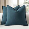 EMEMA Decorative Linen Throw Pillow Covers 22x22 Inch Navy Blue Boho Farmhouse Neutral Couch Throw Pillows for Bed Pack of 2 Accent Pillowcase Modern Sofa Cushion Livingroom Home