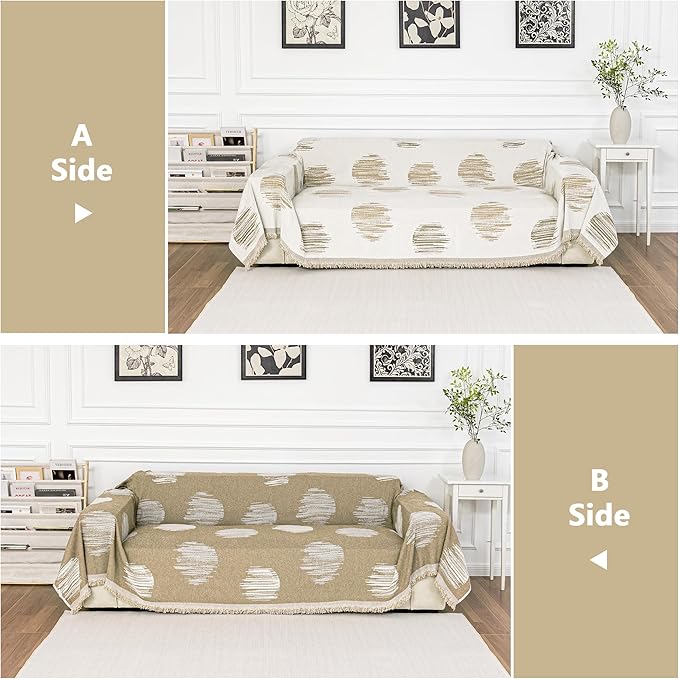 MEETSKY Couch Cover Sofa Slipcover Couch Protector Covers for Sectional Sofa,Universal Fit for Couch 2 Seat, Thick Washable Soft Touch for Pets, 71" x 134", Khaki
