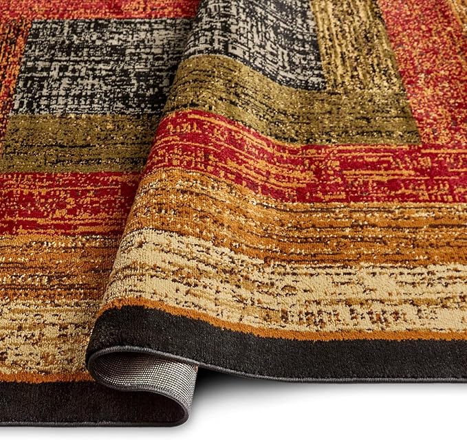 Home Dynamix Royalty Vega Contemporary Geometric Area Rug, Black/Brown, 5'2"x7'2"