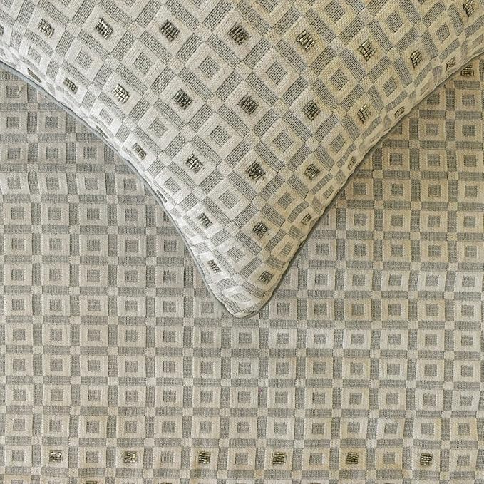 The HomeCentric King/Queen/Twin Grey Decorative CA King 86"x18" Bed Runner Without Pillow Cover, Checkered, Beaded, Hand Embroidery Bed Scarf on Velvet Fabric - The Brick Effect