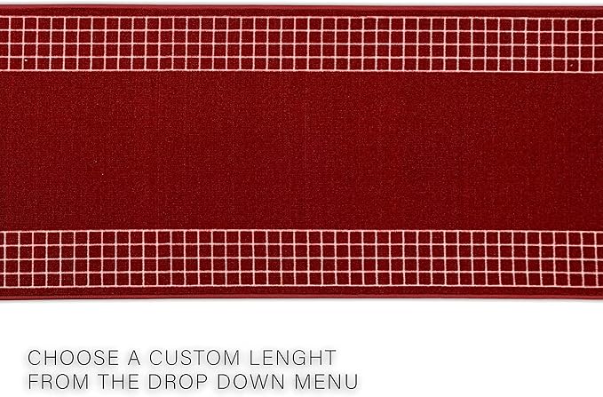 Custom Made Runner Rug for Kitchen Foyer Hallway Entry Choose Your Length 31 Inch Wide Geometric Checkered Design Red Color (44 feet x 31 Inch)