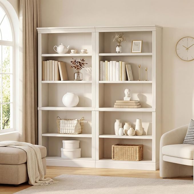Furniwell Bookcase Bookshelves, 5-Shelf Tall Bookcase 71" Wood Open Display