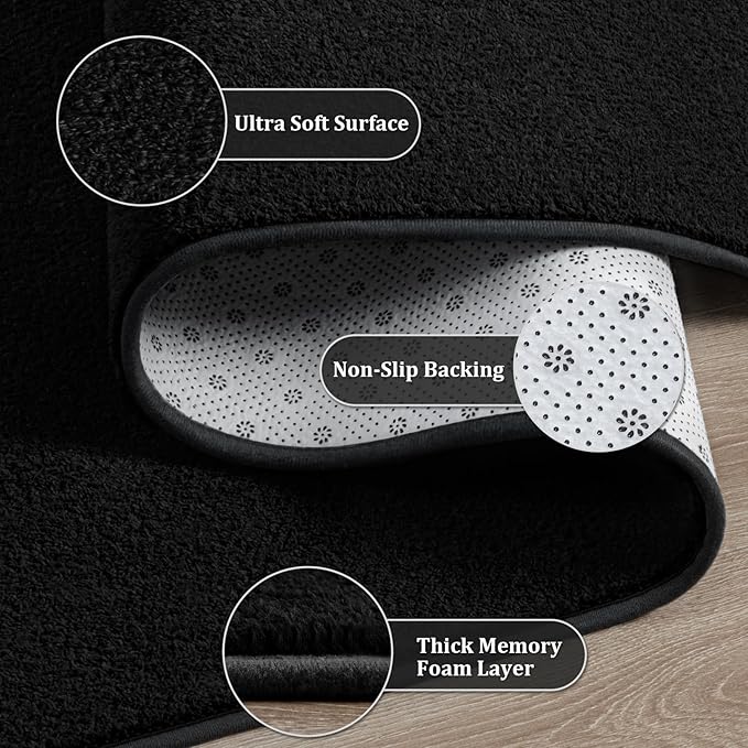Large Modern Area Rugs for Living Room Bedroom, 6x9 Feet Black Ultra Soft Solid Thickened Memory Foam Indoor Minimalist Carpets, Non-Slip Comfy Rugs for Boys Girls Nursery Kids Room Home Décor