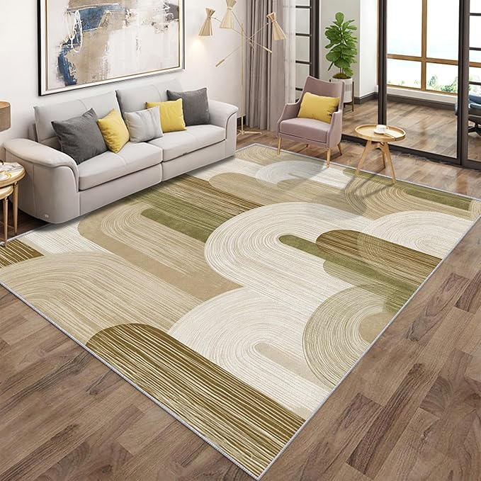 Abstract Geometry Rugs for Home Decor, 5x7 ft, Minimalist Geo Arched Area Rugs for Living Room, Soft Non Slip Washable Mid Century Modern Carpet Bedroom Decorations Dt-Ghf-19