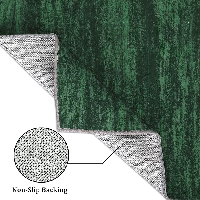 RUGSREAL 8x10 Large Solid Color Rug for Living Room Machine Washable Area Rugs Non-Slip Low-Pile Modern Contemporary Indoor Area Rug Home Office Throw Carpet for Living Room Bedroom, Dark Green